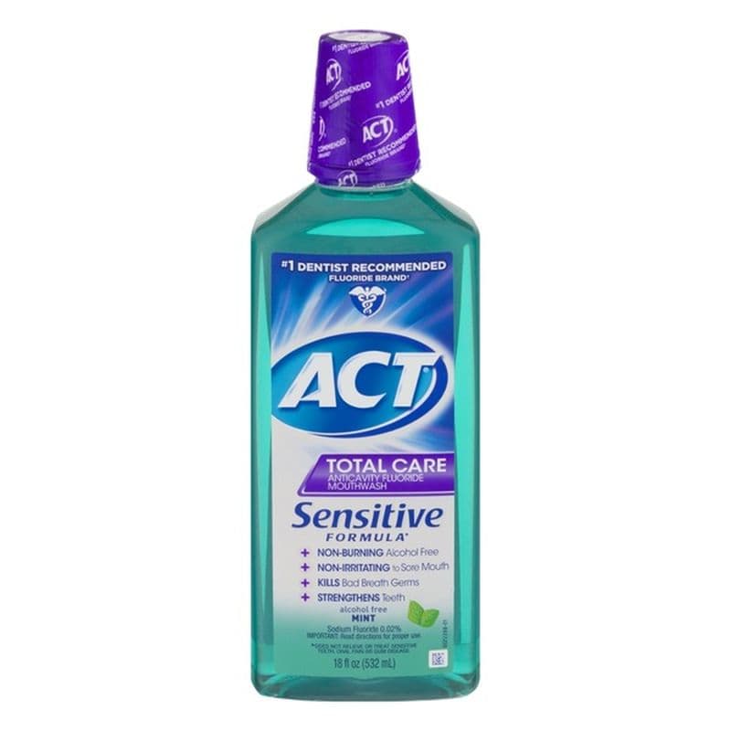 Act Total Care Anticavity Fluoride Mouthwash Sensitive Formula Alcohol ...