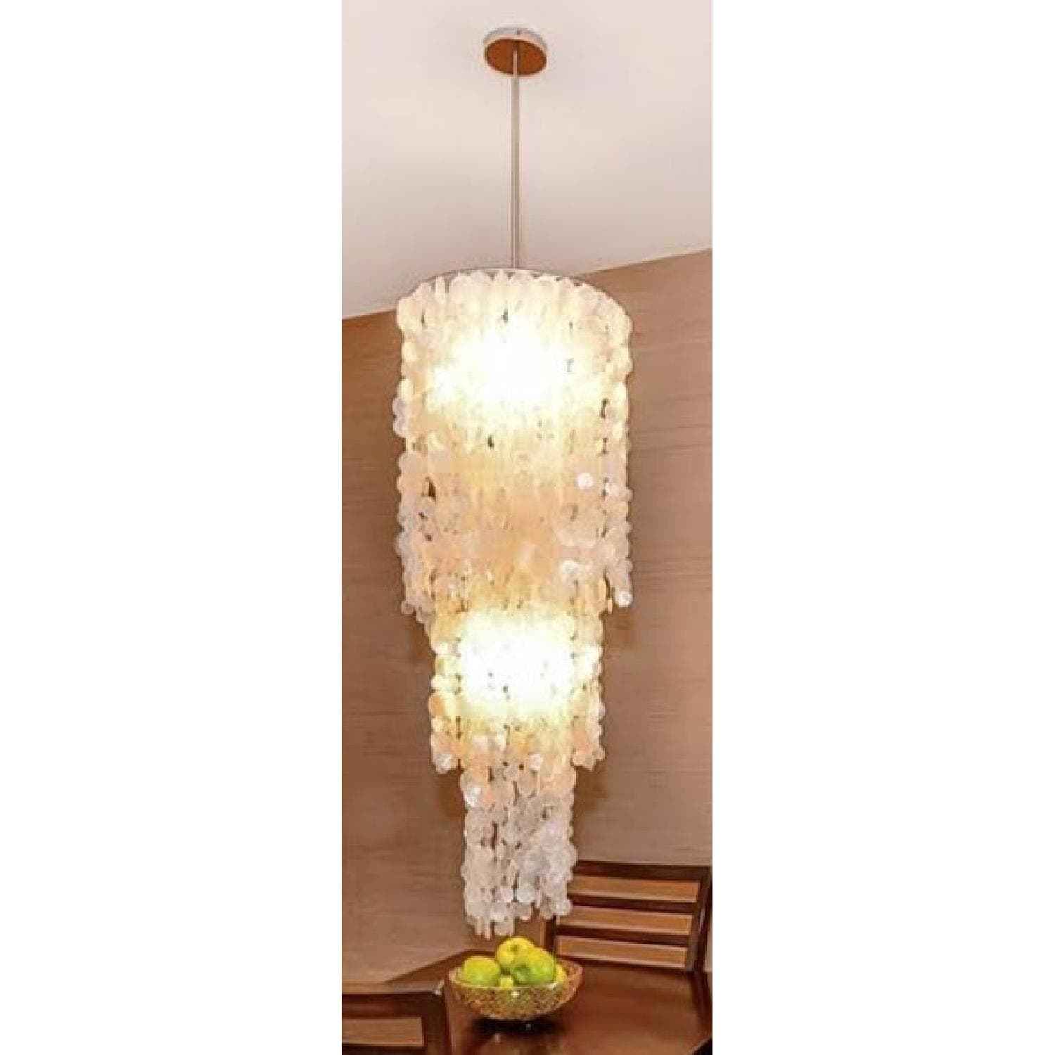 West Elm 3 Tier Capiz Chandelier - AptDeco