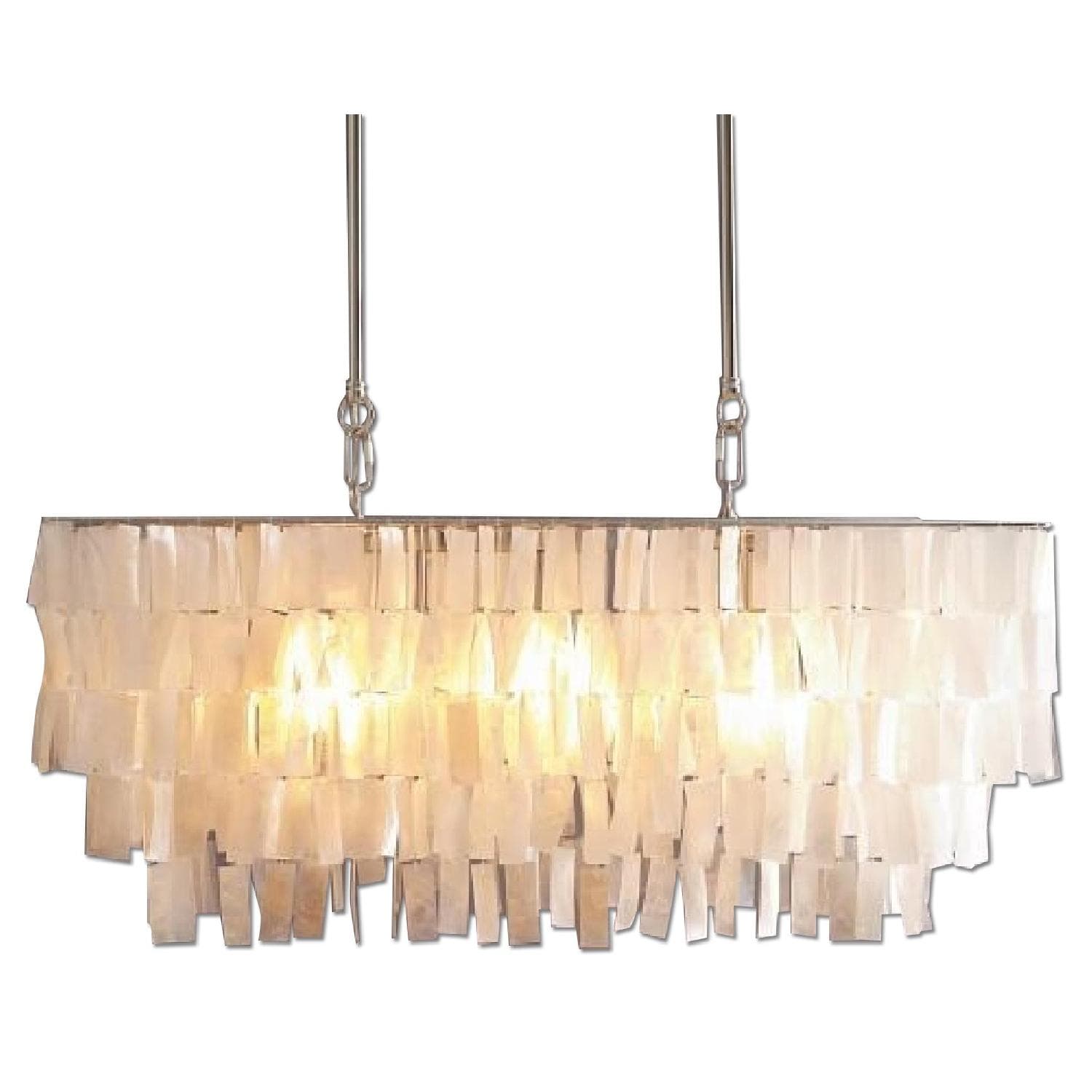 West Elm Large Rectangle Hanging Capiz Chandelier - AptDeco