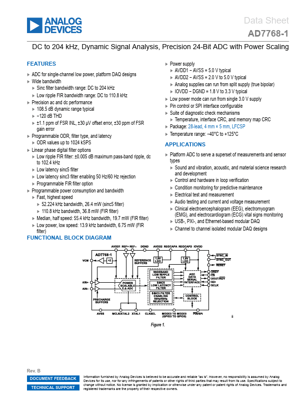 AD7768-1 Datasheet - Precision 24-Bit ADC | Analog Devices