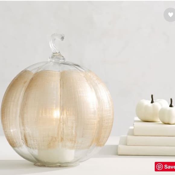 Pottery Barn | Accents | Pottery Barn Linen Glass Pumpkin Candle Holder ...