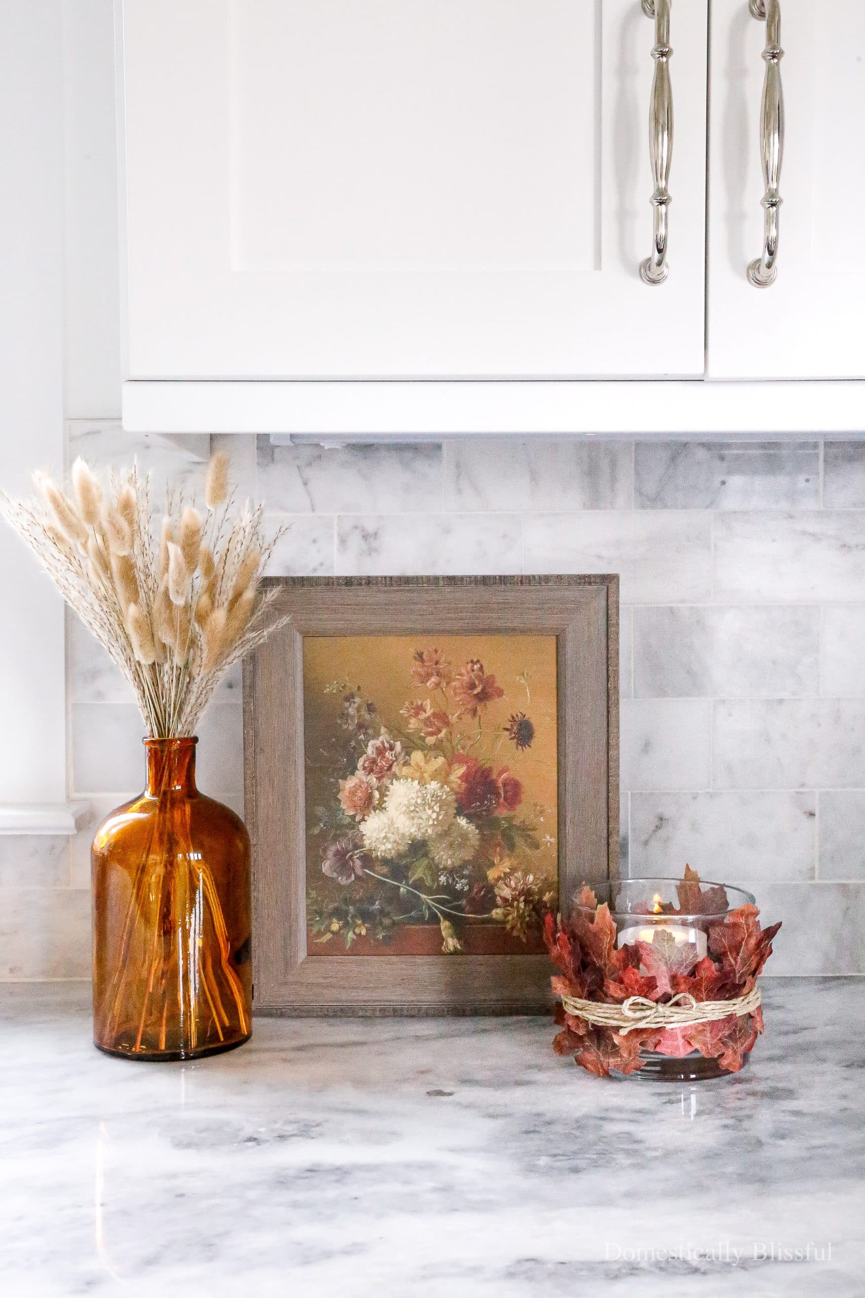 DIY Fall Leaf Hurricane Candle Holder - Domestically Blissful
