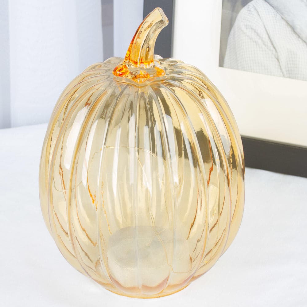 Autumn Orange Glass Pumpkin Lantern - Lighting and Candles - Fall and ...