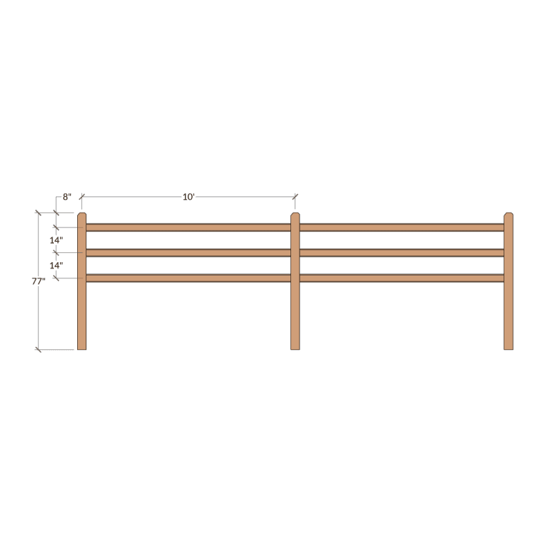 Cedar Split-Rail End Post – 3 Rail