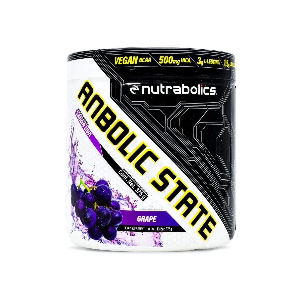 Anabolic State BCAAs, Glutamina, HICA y Lisina Nutrabolics Uva 375 Gramos