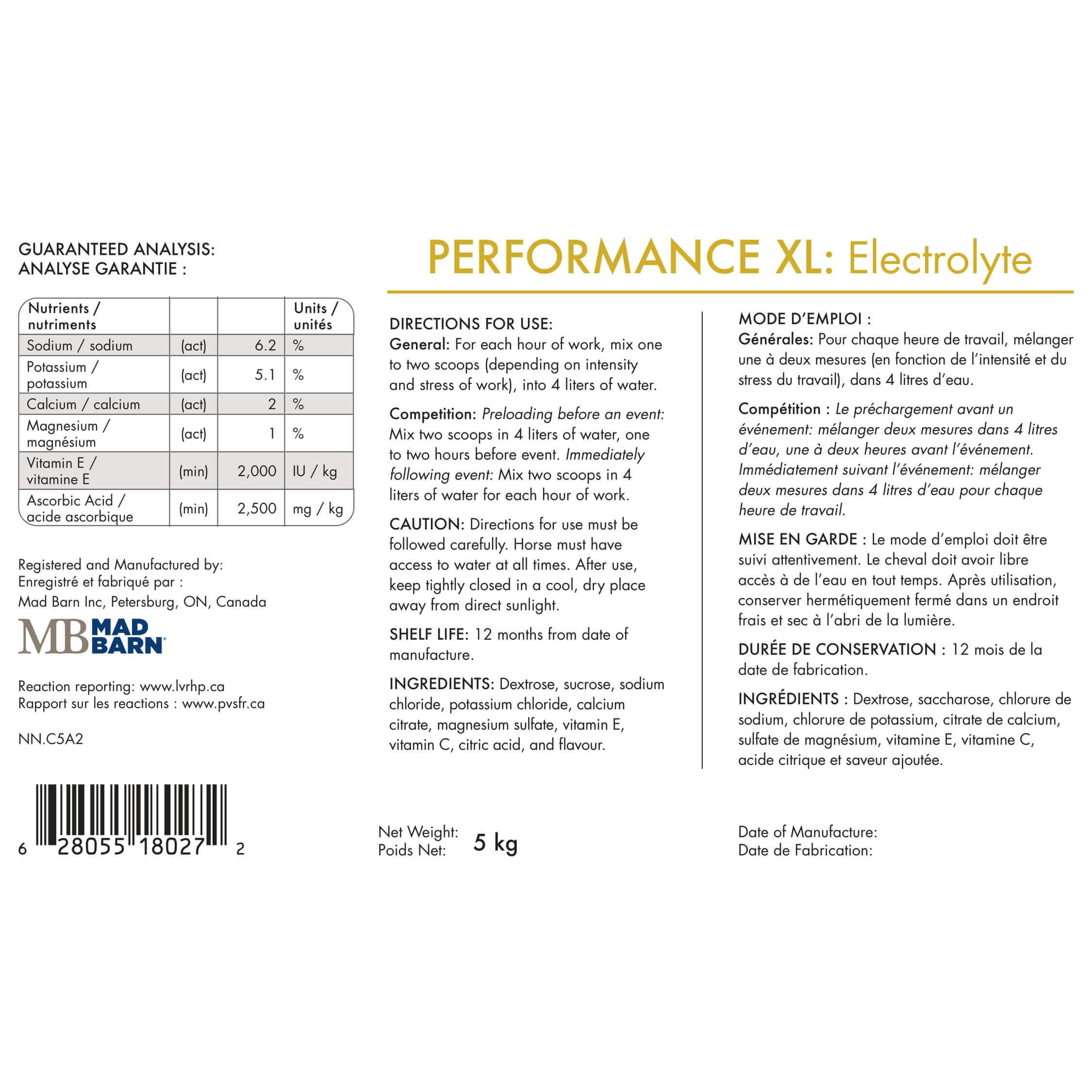 Mad Barn Performance XL: Electrolytes – Hoof Help Canada