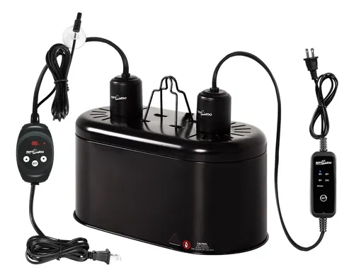 Portalámparas doble para reptiles REPTITRIP con temporizador y termostato de atenuación PID