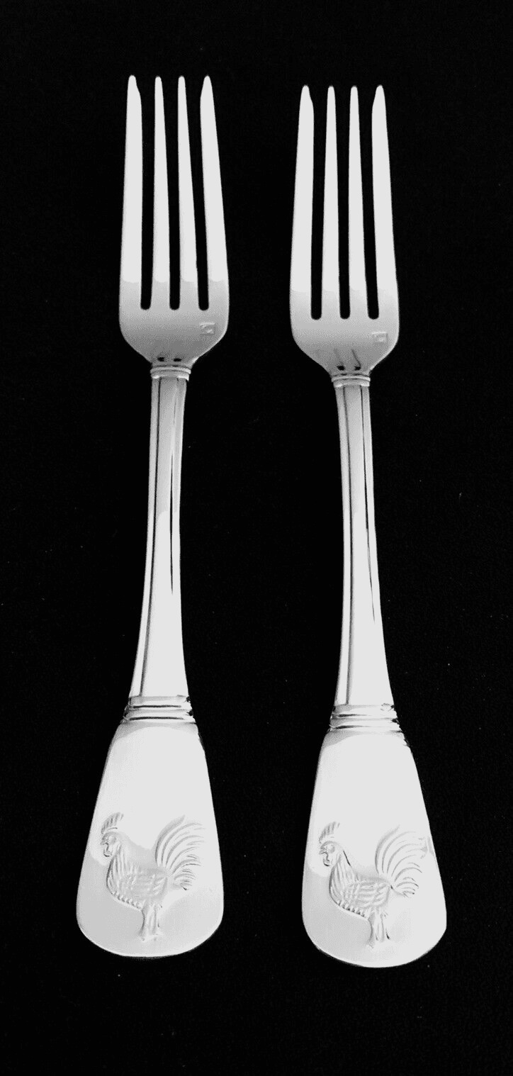 New CUISINART Elite Stainless FRENCH ROOSTER Set 2 SALAD FORKS 7 1/4 ...