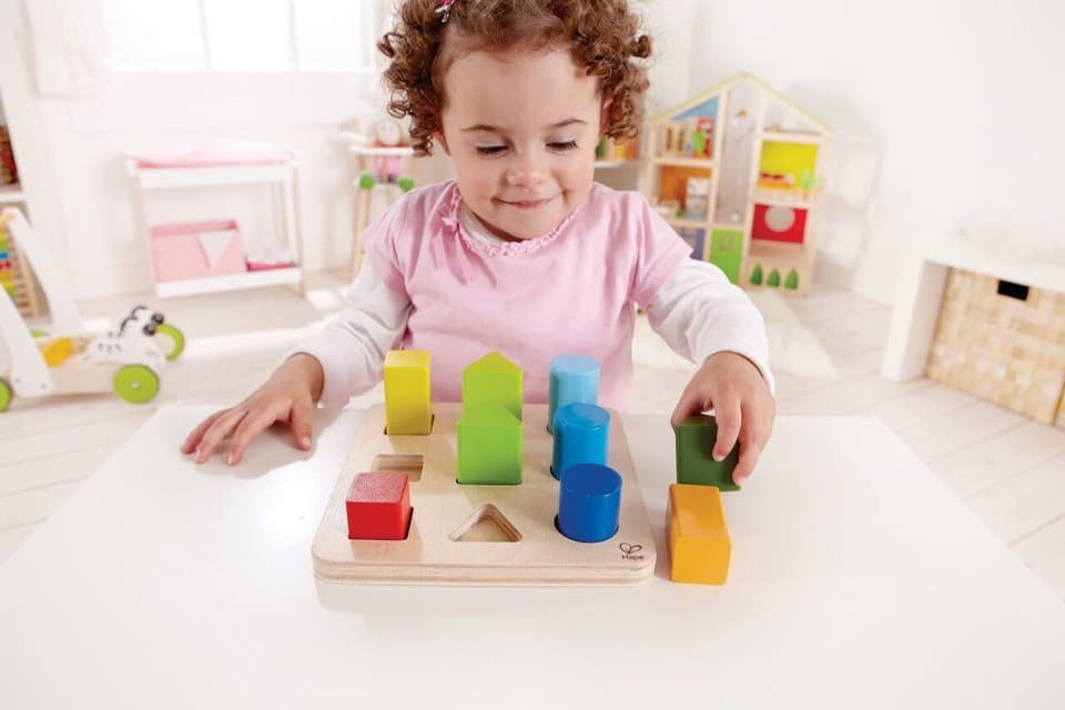 Hape Wooden Color and Shape Sorter Toy| Puzzle Board Montessori ...