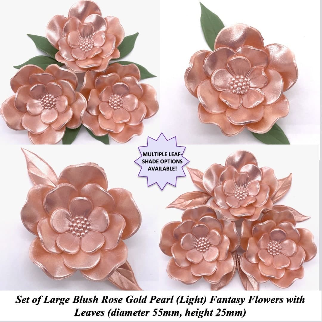 Light Rose Gold Edible Flowers Wedding Cake Decorations Birthday Rose ...