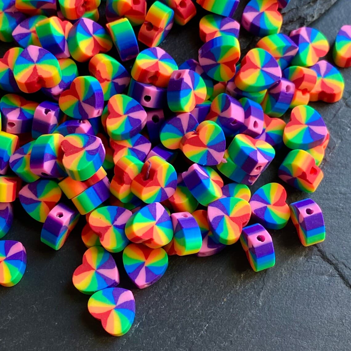 Polymer Clay Pride Flag Beads Pride Rainbow Heart Clay Beads - Etsy
