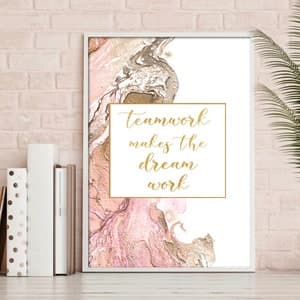Teamwork Makes the Dream Work - Motivational Quote Office Wall Art ...