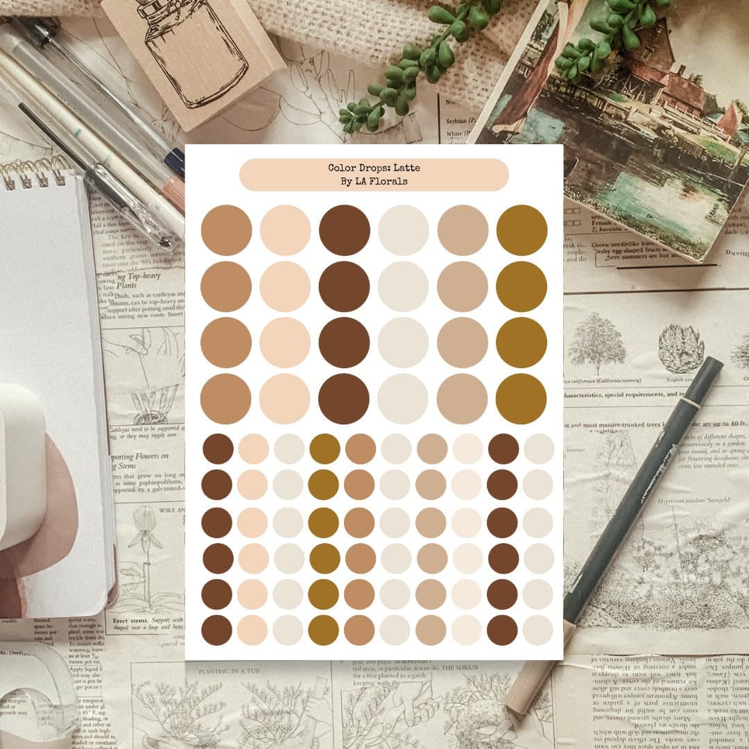 Latte Color Dots Aesthetic Sticker Sheet for Planners and Journals ...