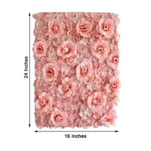 11 Sq Ft - 4 Panels Blush Silk Rose & Hydrangea Flower Wall Panel for ...