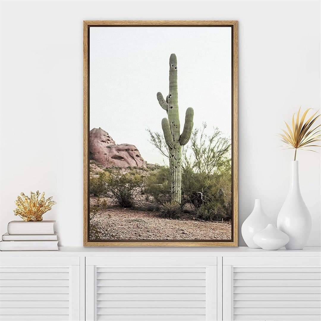 SIGNWIN Framed Canvas Print Wall Art Southwest Country Desert Saguaro ...