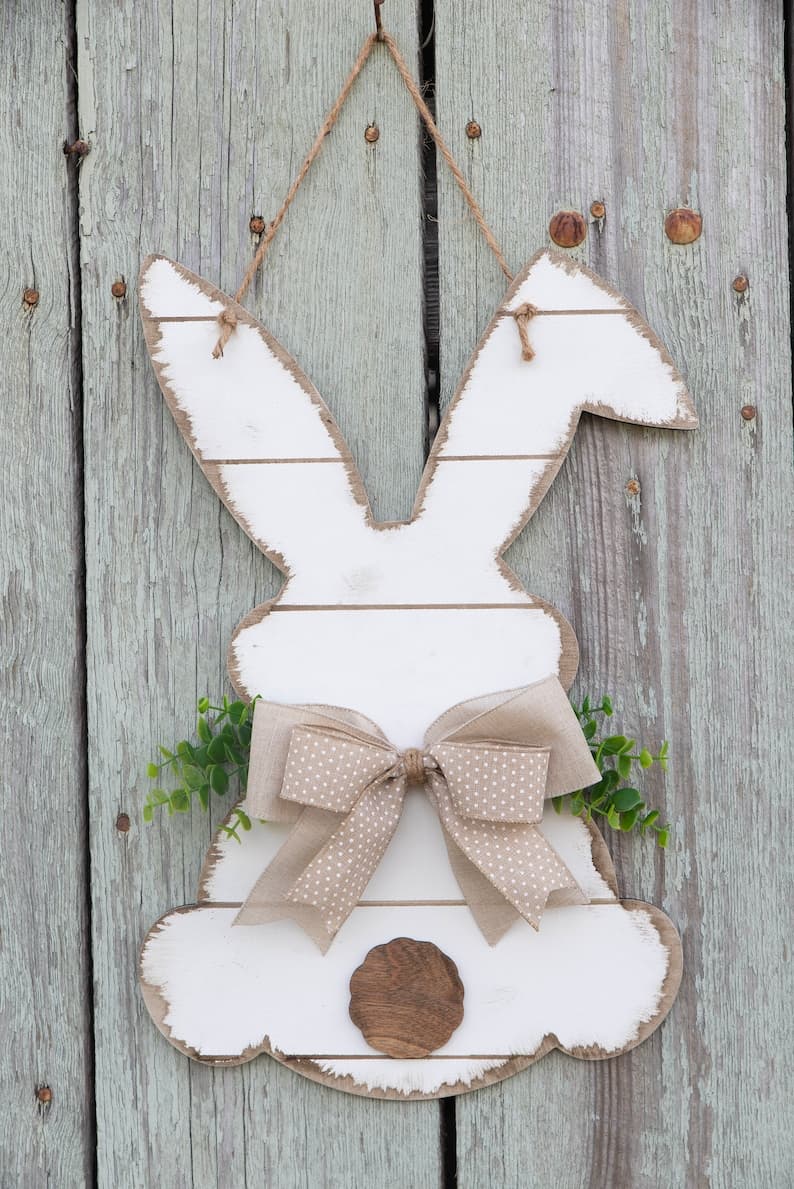 Easter Door Hanger Spring Shiplap Bunny Sign Rustic Decor - Etsy