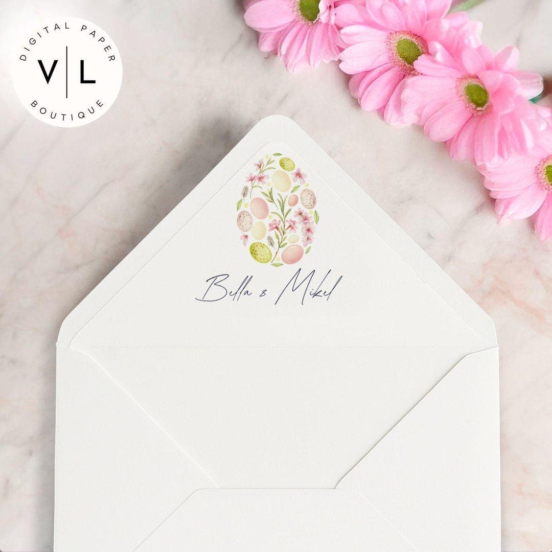 Pastel Floral Easter Egg Envelope Liner: Spring Stationery (digital ...