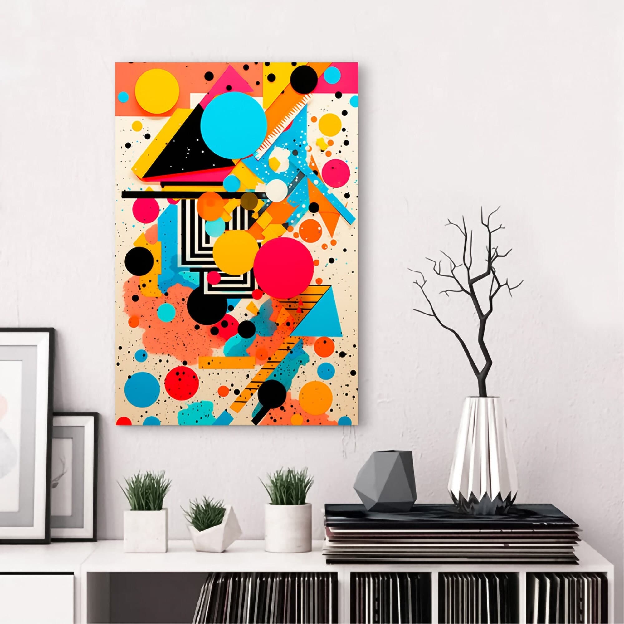 Abstract Geometric Shapes and Ink Dots - Canvas Art - Ready to Hang - Etsy