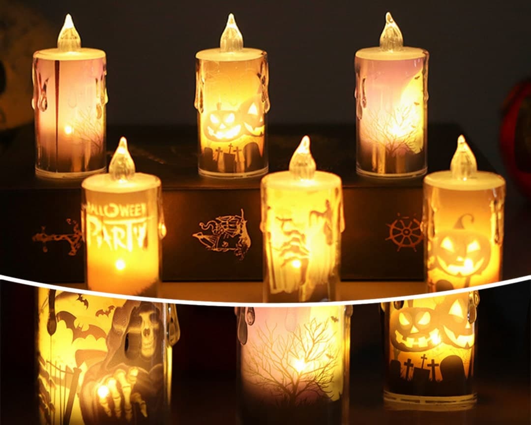 PVC Warm Light LED Electronic Candle Lamp Halloween Decor,eerie ...