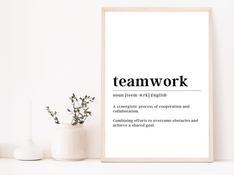 Teamwork Definition Print | Motivational Wall Art - Etsy