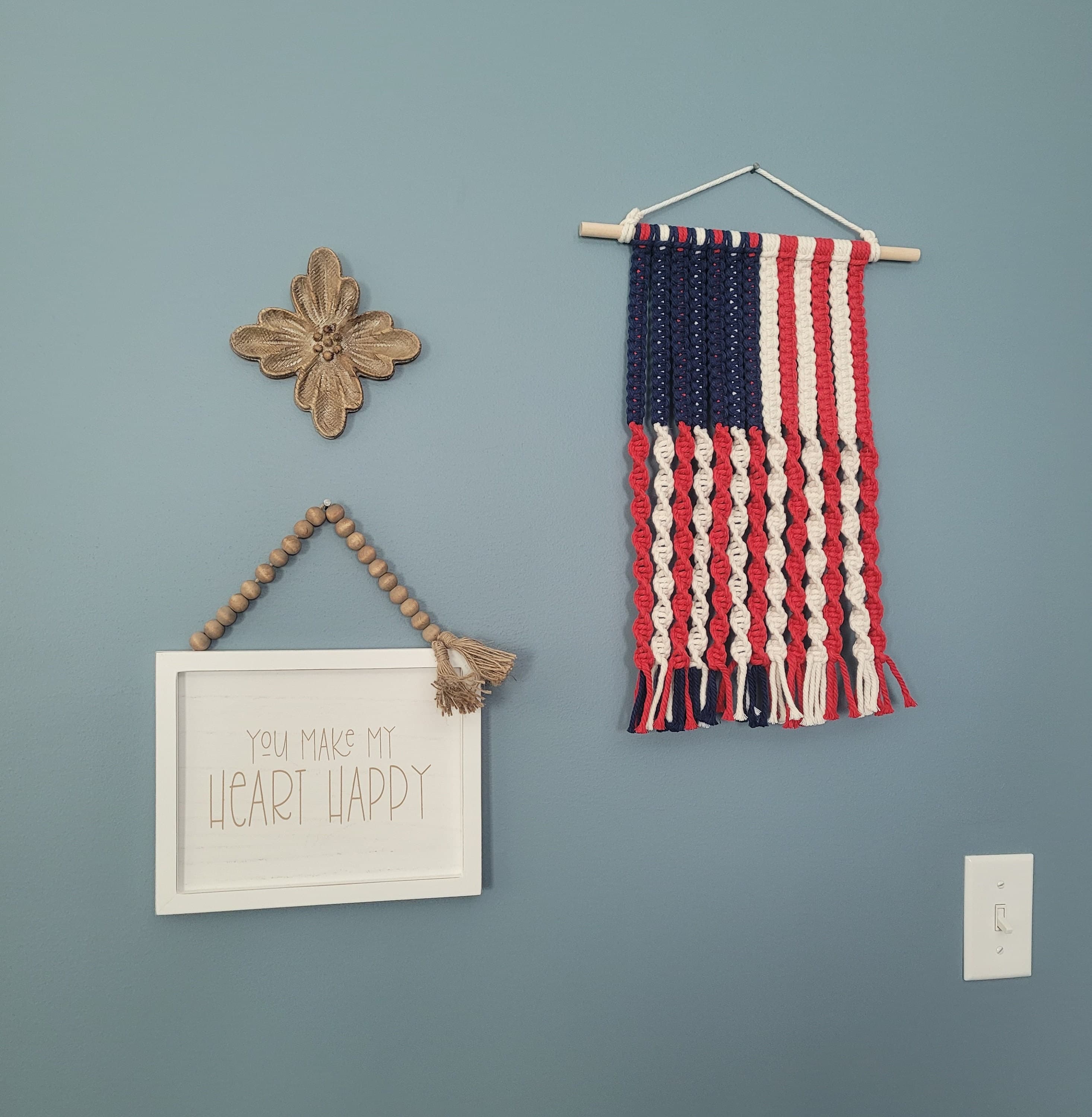 American Flag Patriotic Macrame Wall Hanging - Etsy