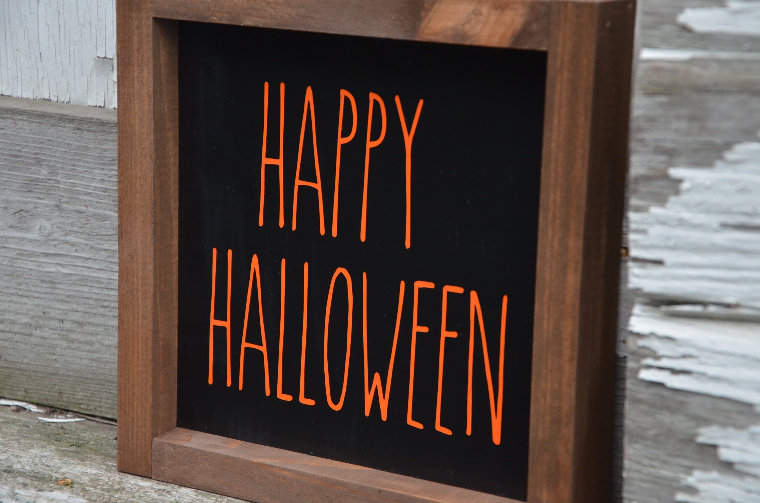 Happy Halloween rae dunn inspired farmhouse wood sign with | Etsy