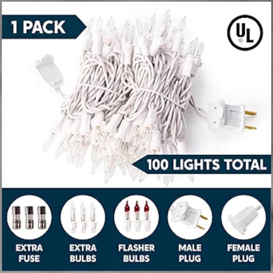 Warm White Christmas String Lights Indoor Outdoor – 100 Count Mini ...