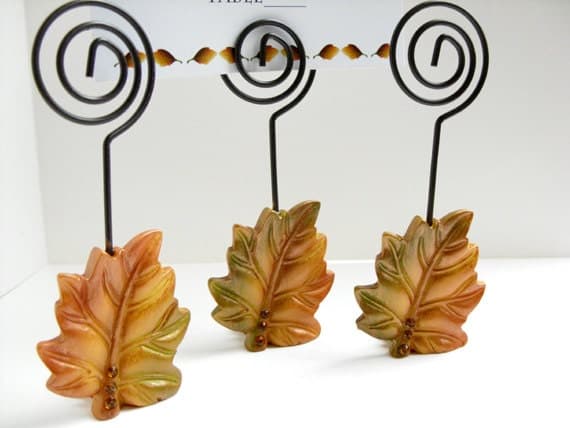 Leaf Recipe Holder Autumn Wedding Place Card Holder Autumn - Etsy