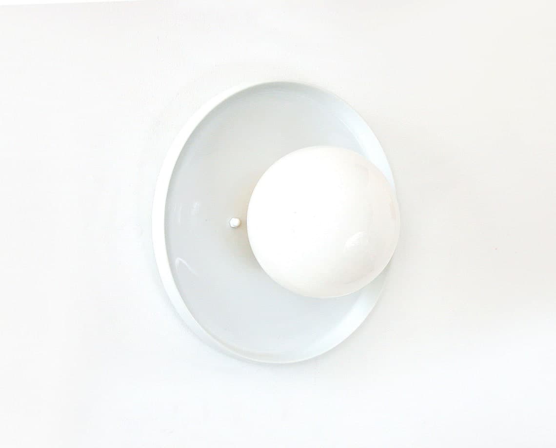 White Ceramic and Opal Glass Globe Flush Mount Sconce Moder - Etsy