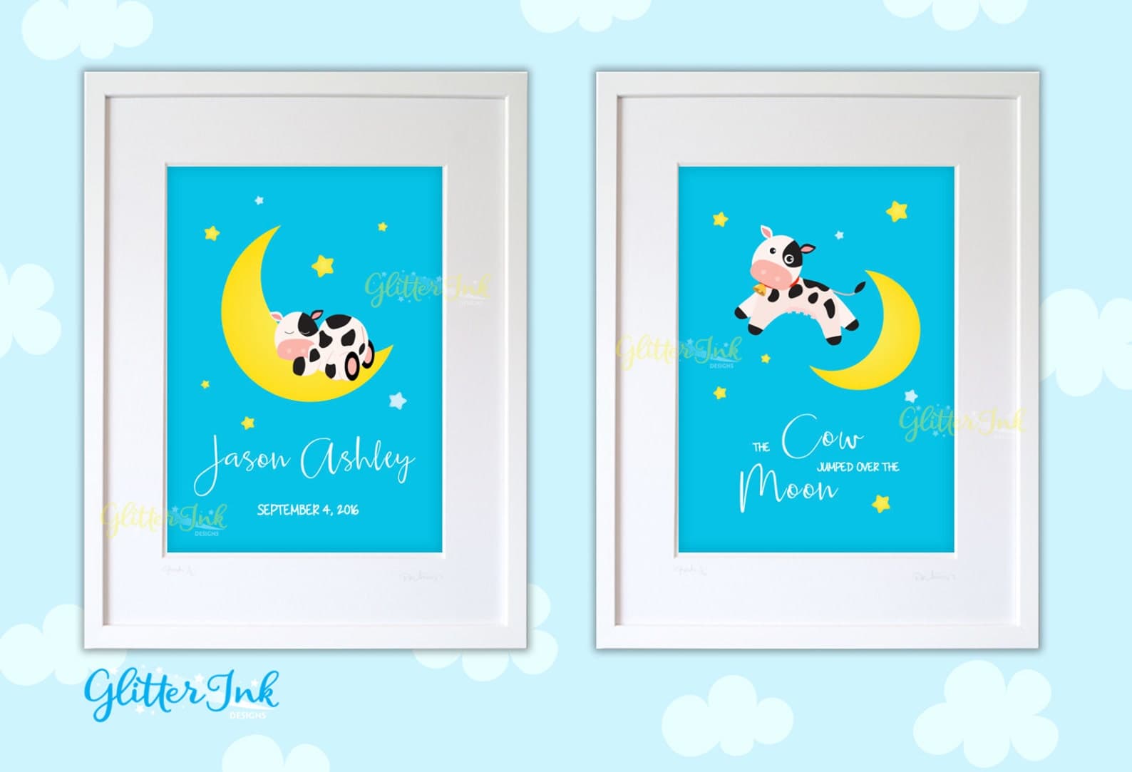 Over the Moon Nursery Wall Art / Cow Jumped Over the Moon - Etsy