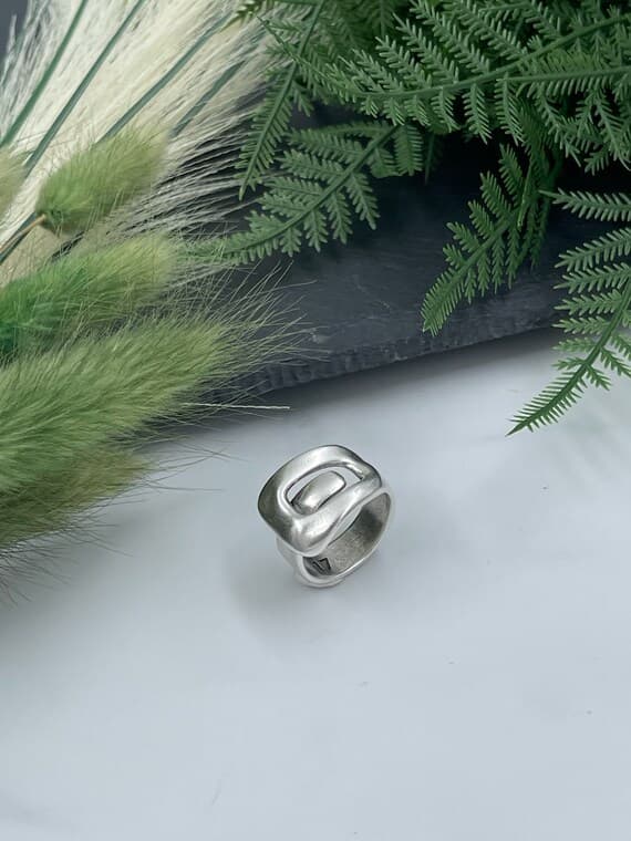 Anillo ajustable de rock moderno de plata, anillo de cinturón ...