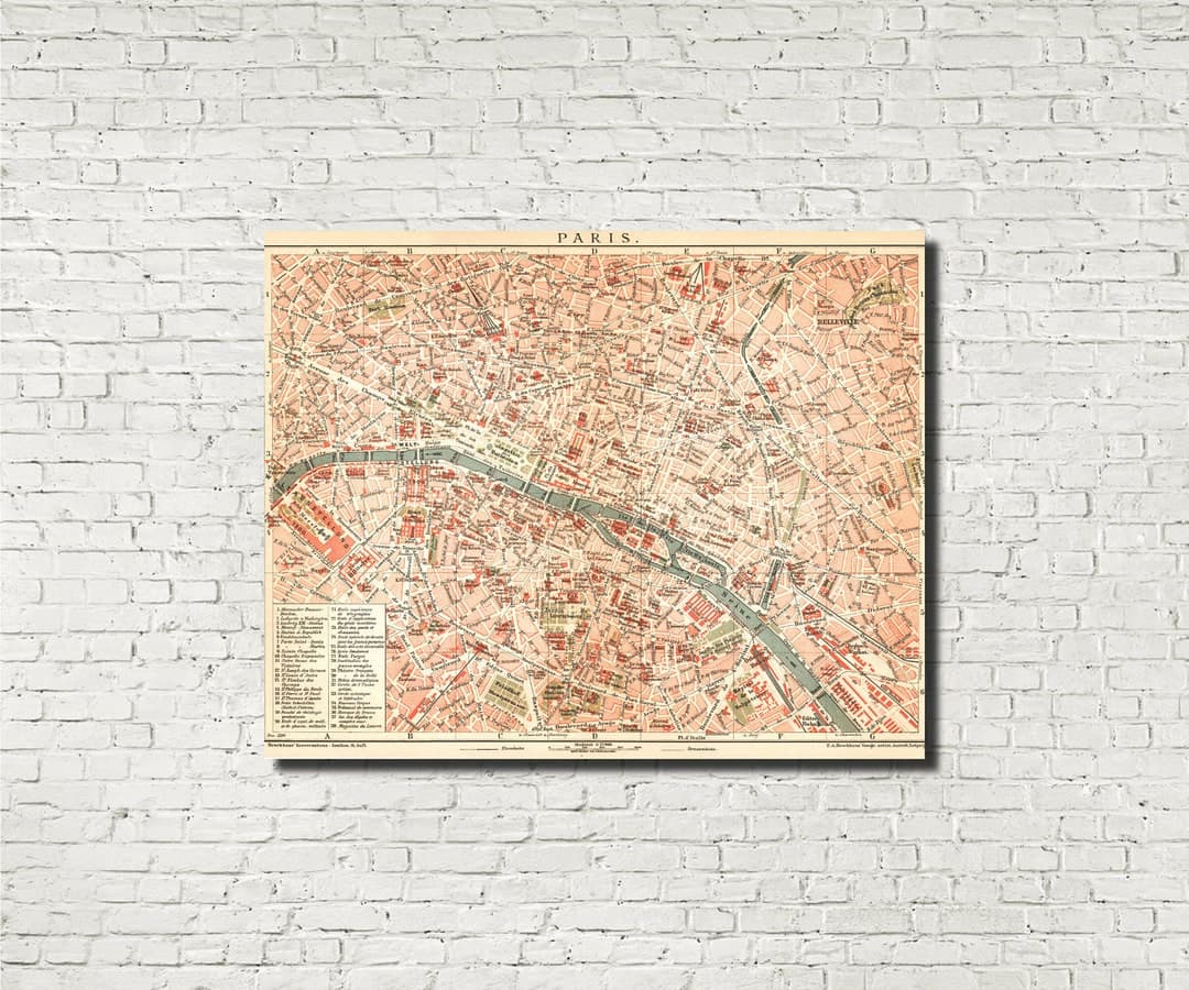 Old Paris Street Map Vintage Illustrated Reproduction Print - Etsy