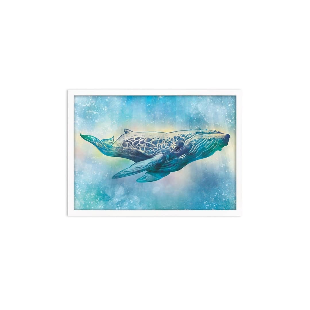 Humpback Whale Art Print Poster Wall Decor Framed Mounted Watercolour ...