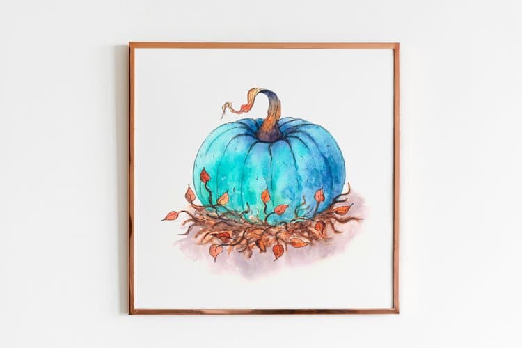 Watercolor Pumpkin Print Wall Art