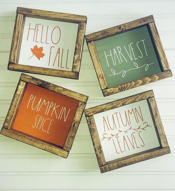 Rae Dunn Inspired Fall and Thanksgiving wooden framed signs. Hello Fall ...