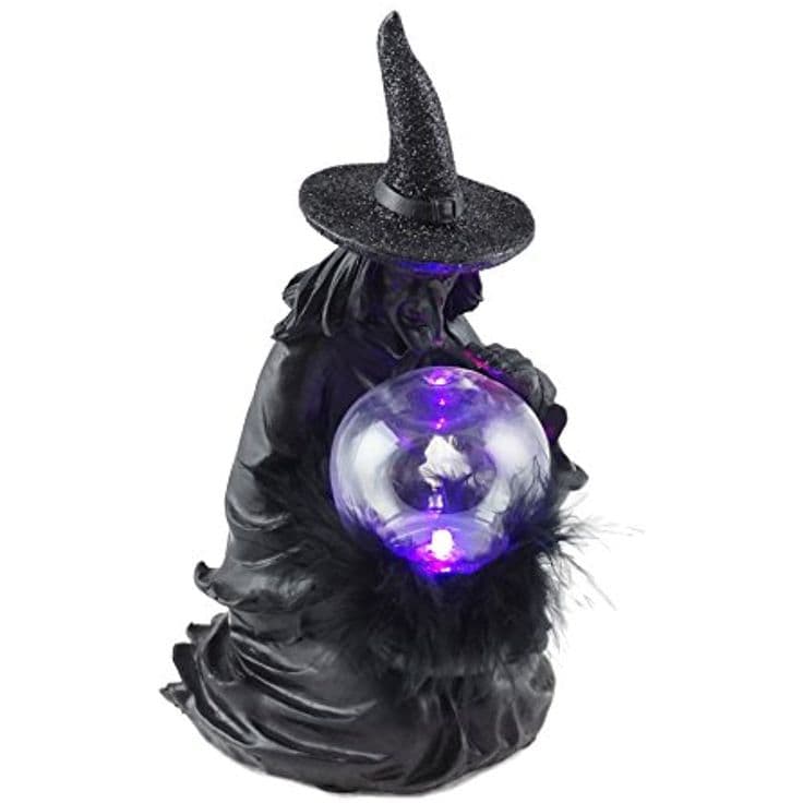 Kneeling Witch Crystal Ball Light Up Halloween Figurine | Witch crystal ...
