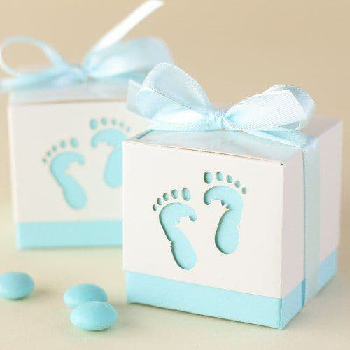 Blue Baby Feet Favor Boxes for Baby Shower