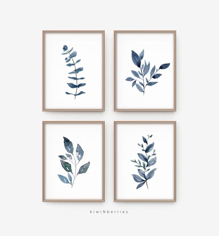 Botanical Art Print, Indigo Leaves and Branches, Indigo Botanical ...