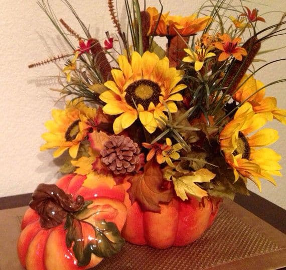 Fall/harvest Pumpkin Centerpiece | Etsy | Pumpkin centerpieces, Pumpkin ...