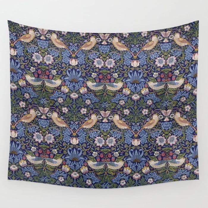 William Morris Strawberry Thief Pattern Wall Tapestry | Tapestry, Wall ...