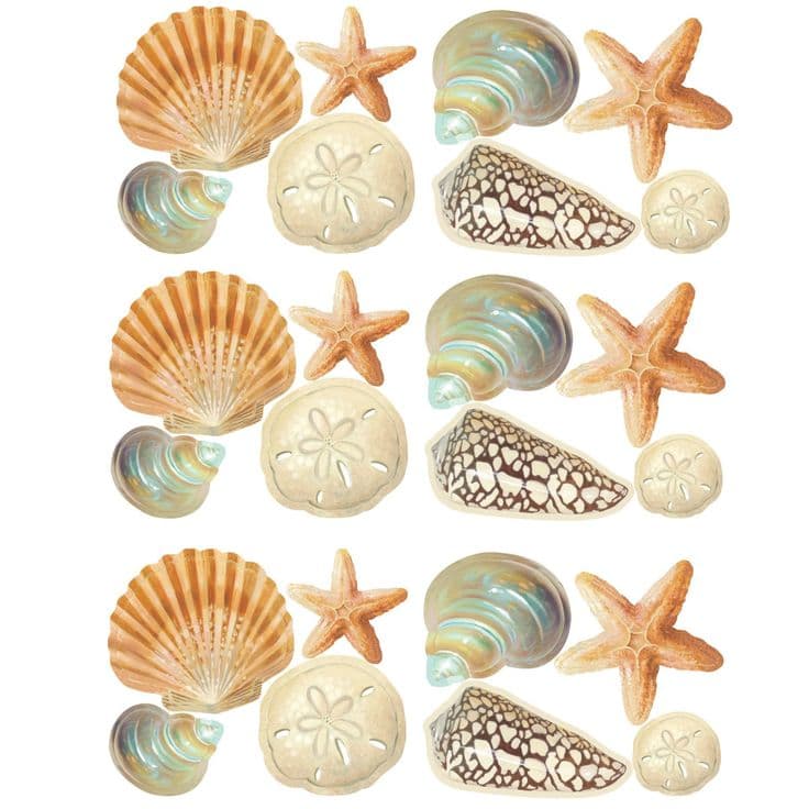 Wallies Vinyl Wall Decals, Peel and Stick Seashell Stickers Beach House ...
