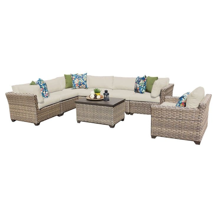 TK Classics Monterey Wicker 8 Piece Patio Conversation Set with 2 Sets ...