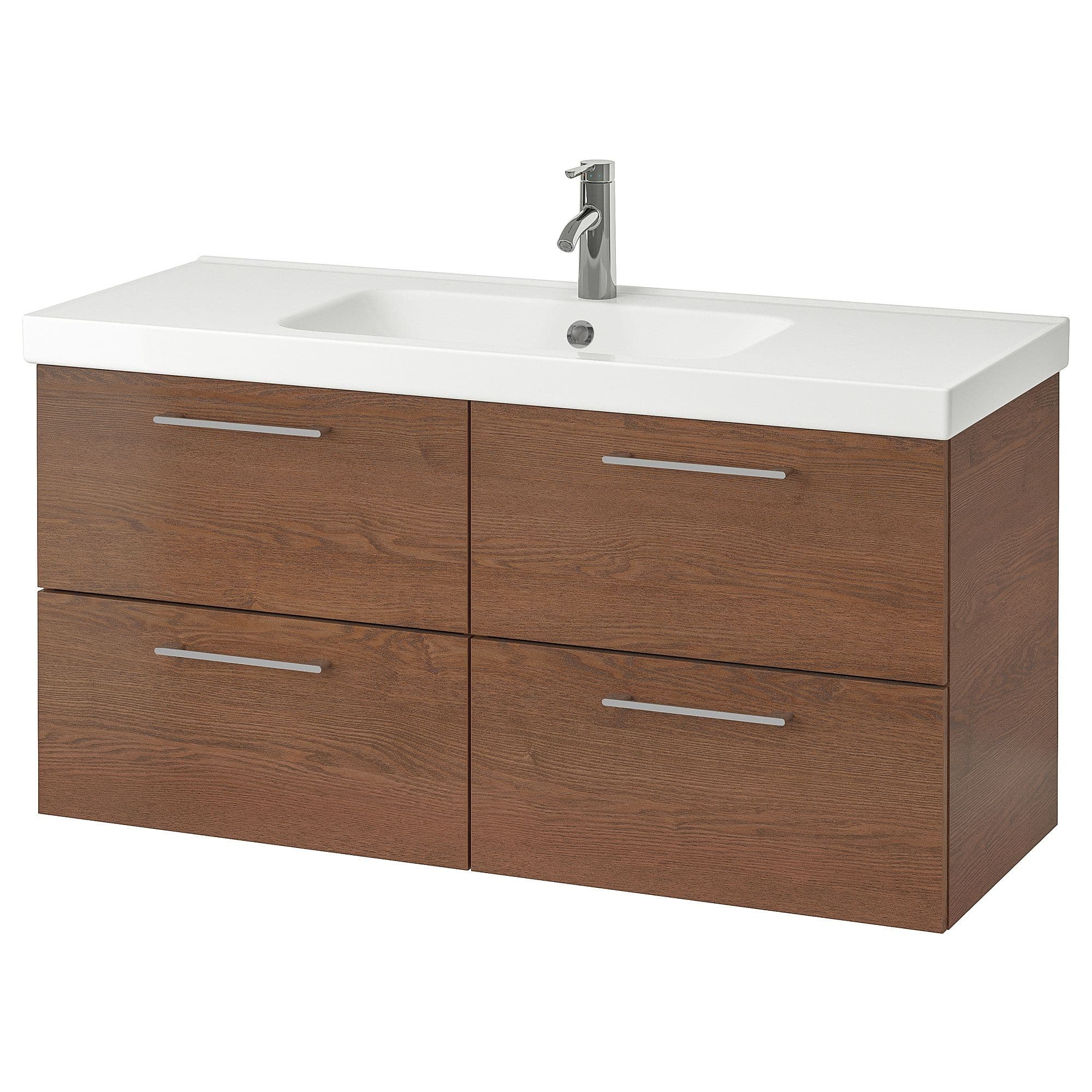 IKEA - GODMORGON / ODENSVIK, Sink cabinet with 4 drawers, brown stained ...