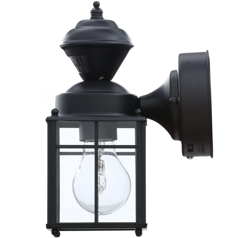 Bayside Mission 150° Black Motion-Sensing Outdoor Wall Lantern Sconce ...