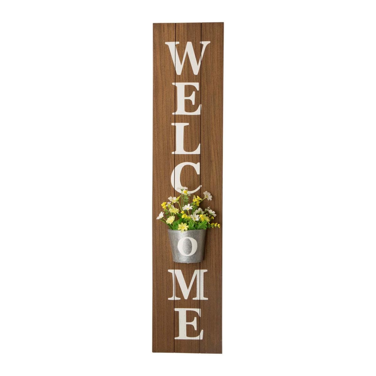 Glitzhome 42" Wooden "Welcome" Porch Sign with Metal Planter - 20523490 ...