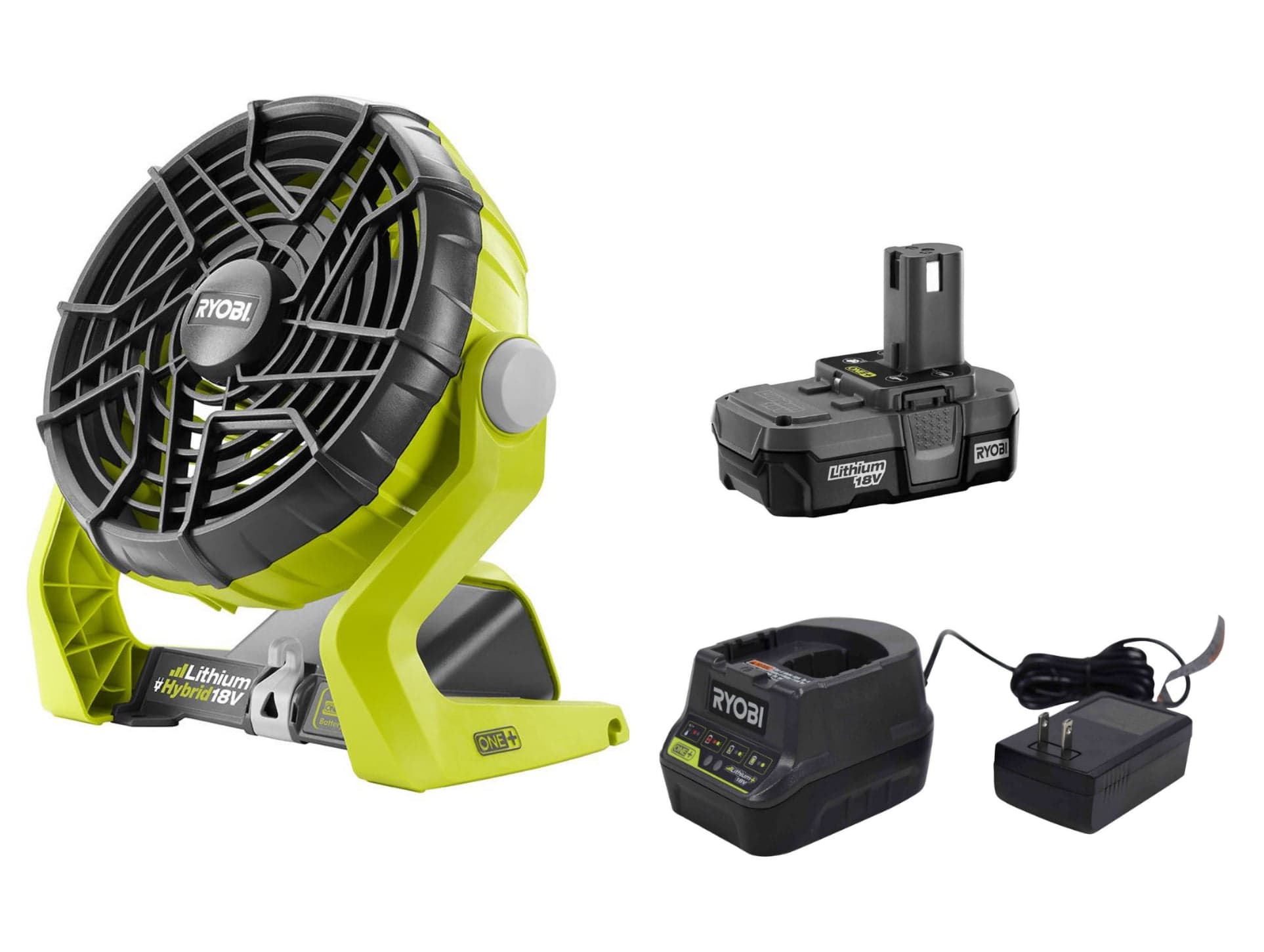 Ryobi 18V ONE+ Cordless Hybrid Portable Fan Kit (Includes: P3320 Fan ...