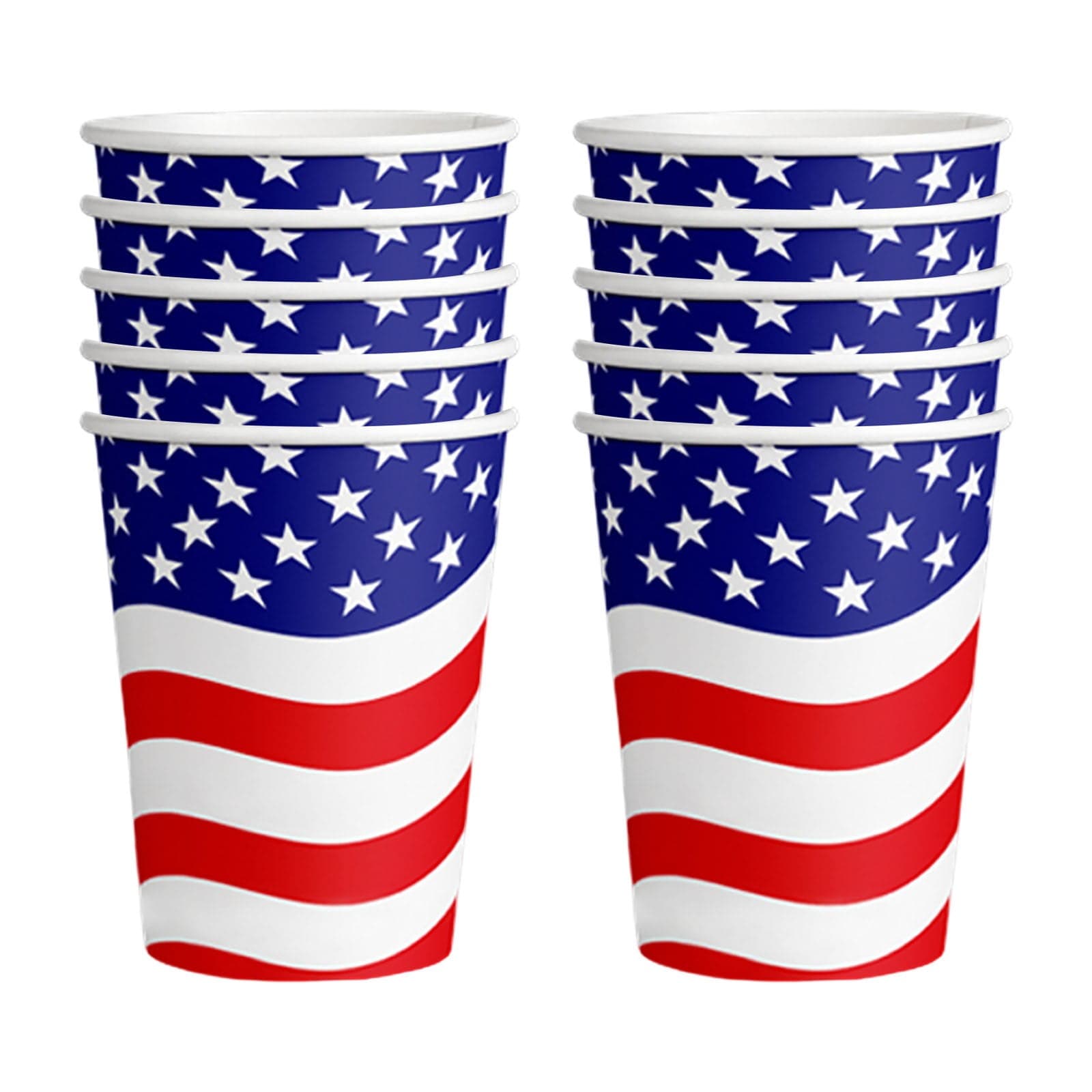 10 Pieces 4th of July Disposable Paper Cups Patriotic Blue White Red ...
