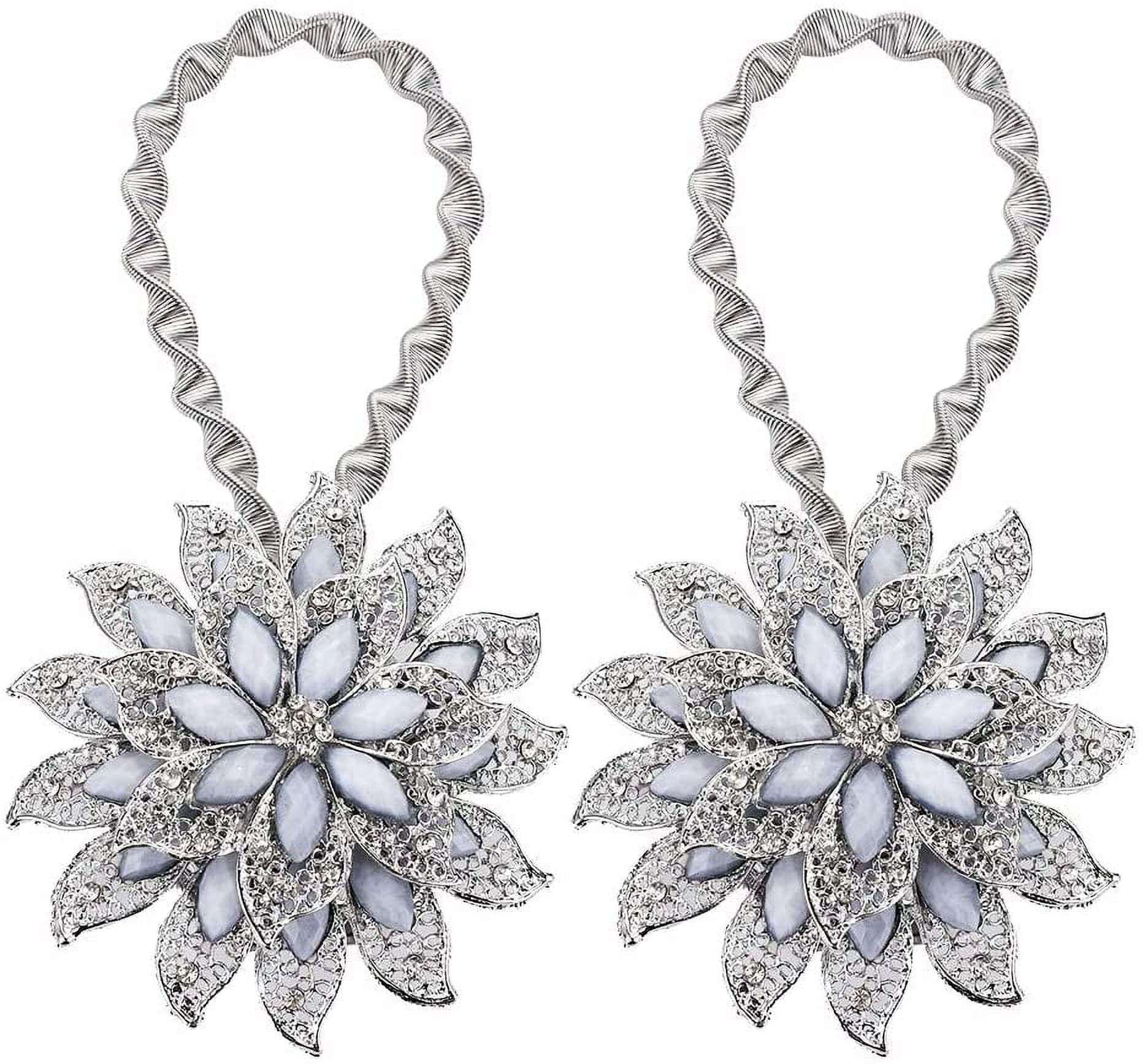 2PCS Magnetic Curtain Tiebacks, Flower Style Curtain Ties Drapery ...