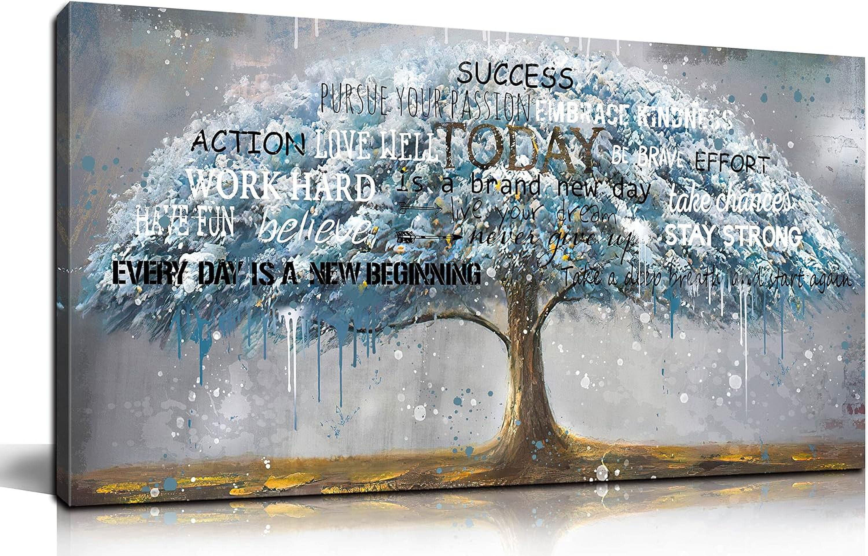 AABERIC Teal Motivational Poster Tree Of Life Wall Art inspirational ...