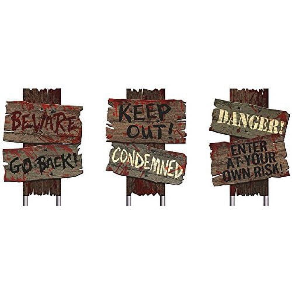 Amscan Creepy Cemetery Halloween Party Assorted Warning Sign Decoration ...